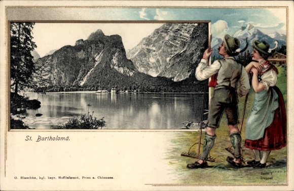 Embossed PC of Saint Bartholomä Schönau am Königssee, general view