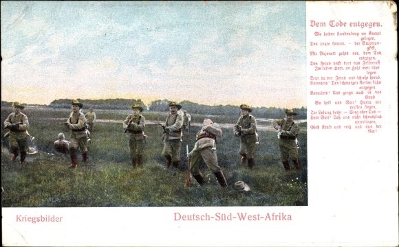 Postcard Namibia, German South West Africa, German Colony, Towards Death, Poem, color