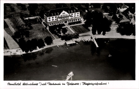 Ak Insel Reichenau Bodensee, Strandhotel Löchnerhaus, Fliegeraufnahme