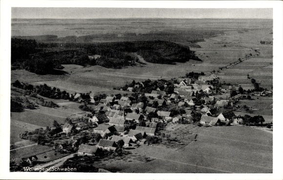 Postcard Woringen in Unterallgäu Swabia, aerial photograph