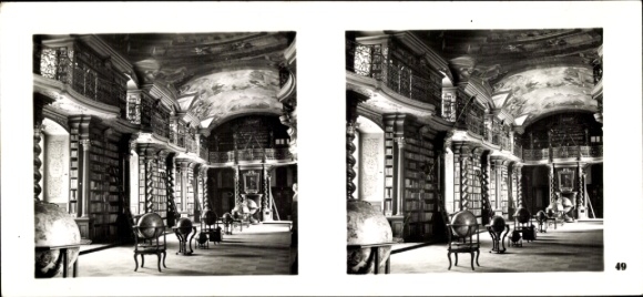 Stereo Photo Praha Prague, Old Town, Klementinum, University Library, Great Hall