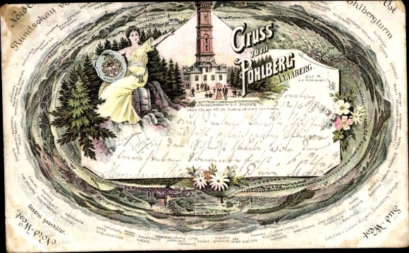 Postcard Annaberg Buchholz Erzgebirge, Pöhlberg, observation tower, coat of arms, Rundschau