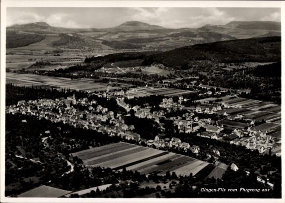 Postcard Gingen an der Fils, aerial photograph