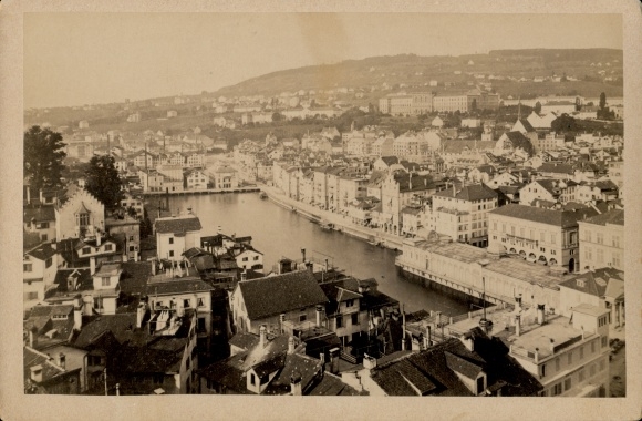 Cabinet photo Zurich City Switzerland, 1881, general view from a bird&#39;s eye view