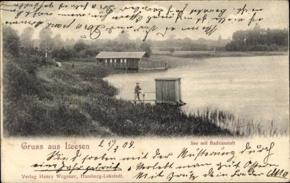 Ak Leezen in Holstein, See, Badeanstalt