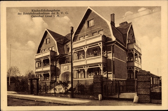Postcard Ostseebad Graal Müritz, BVG children's rest home
