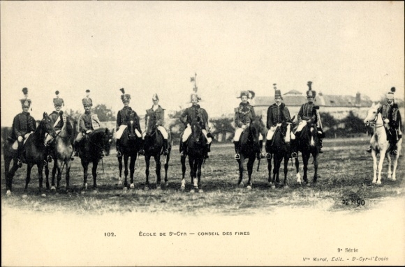 Ak Saint Cyr Yvelines, Ecole, Conseil des Fines, Soldaten zu Pferd