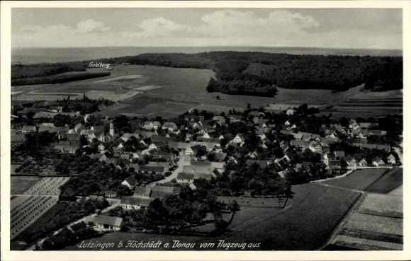 Photo Lutzingen near Höchstadt on the Danube, aerial photograph of Lutzingen, Goldberg, village view, 1939