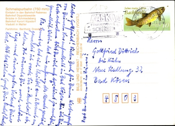 Postcard narrow gauge railway Freital Hainsberg Kipsdorf, viaduct in Malter, station Dippoldiswalde, Rabenau
