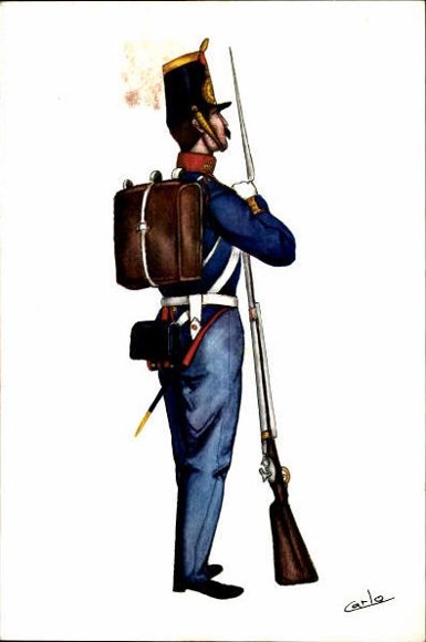 17 alte Ak mit Beiheft Uniformen des spanischen Militärs