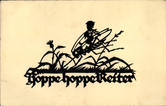 Paper cutting Postcard Schwindt, AM, Hoppe Hoppe Reiter, Grasshopper
