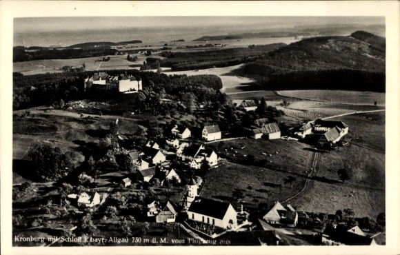 Postcard Kronburg Unterallgäu, aerial photograph