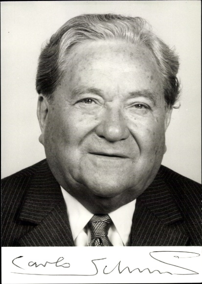 Postcard politician Carlo Schmid, SPD, portrait, autograph