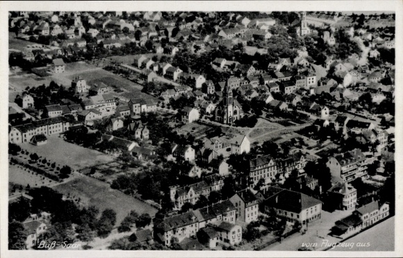 Postcard Buß Buss Bous an der Saar Saarland, aerial photograph