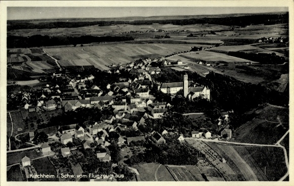 Postcard Kirchheim in Schwaben Allgäu, aerial photograph