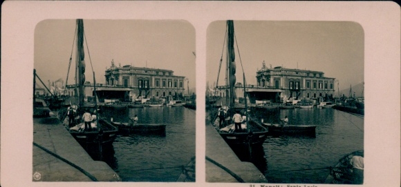 Stereo photo Naples Campania, harbor area