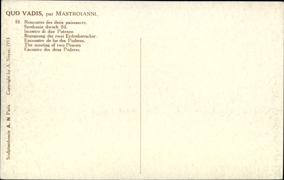 Artist Postcard Mastroianni, Domenico, scene from Quo Vadis, meeting of the rulers of the earth