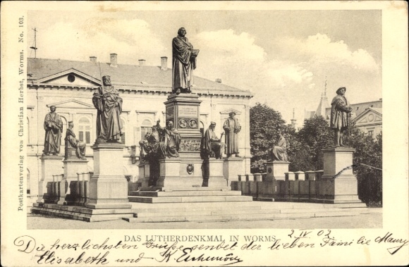 Postcard Worms am Rhein, The Luther Monument