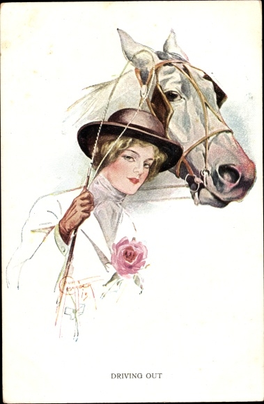 Artist PC Barber, Court, Driving Out, Horse, Lady with a whip
