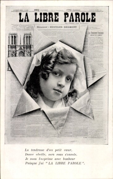 Newspaper PC child portrait, newspaper La Libre Parole