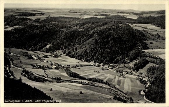 Postcard Schlageten St. Blasien in the Black Forest; aerial photograph