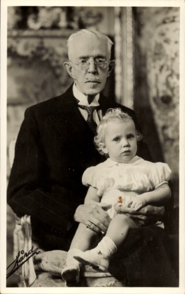 Ak Koning Gustav V, Prins Carl Gustaf van Zweden, Portret