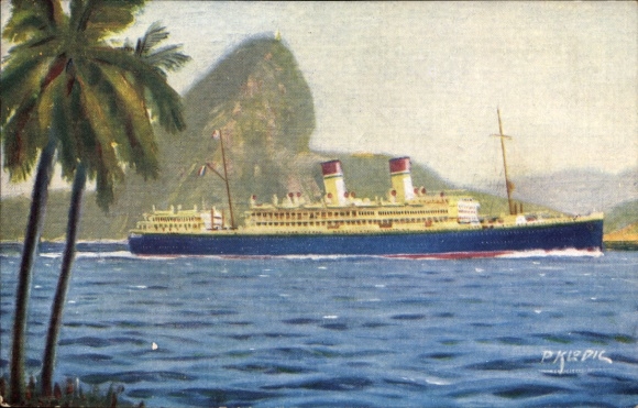 Kunstenaar Ak Steamer Duilio, Lloyd Sabaudo