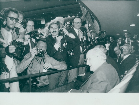 Photo Spremberg, Hans Joachim, New York City USA, UNO, Minister of Foreign Affairs Otto Winzer, photograph GDR 1973