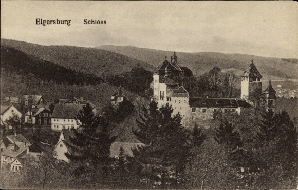 Postcard Elgersburg in Thuringia, Elgersburg Castle, landscape with hills, architecture