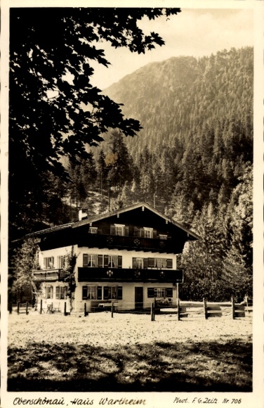 Postcard Oberschönau Schönau am Königssee, view of the Wartheim House, owner A. Schwaiger