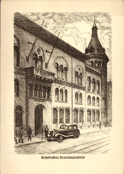 Artist Postcard Berlin Kreuzberg, Reichsdruckerei, Administration