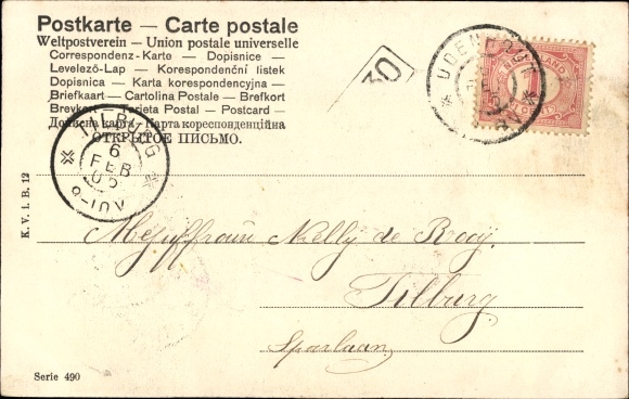 Postcard Three little pages read a letter