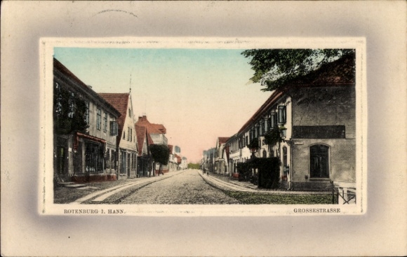 Passepartout-ansichtkaart in reliëf Rotenburg an der Wümme, Große Straße