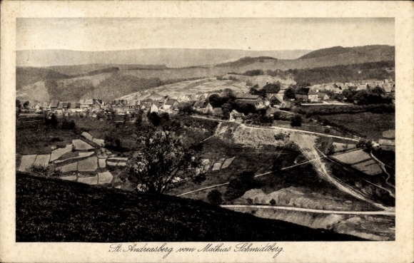 KP St. Andreasberg Braunlage w górach Harz, panorama widziana z Mathias-Schmidt-Berg