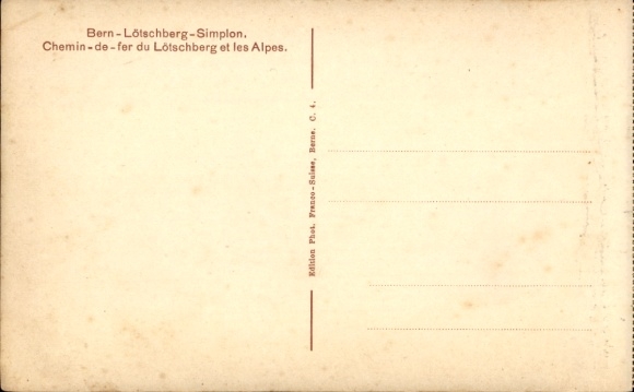Postcard Lötschbergbahn, Bern - Lötschberg - Simplon, Alps