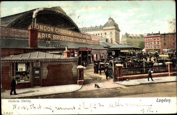 Postcard Westminster London City, Victoria Station