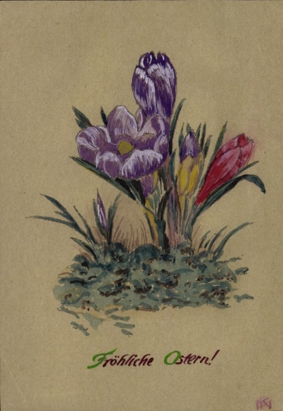 Ak Glückwunsch Ostern, Krokusse