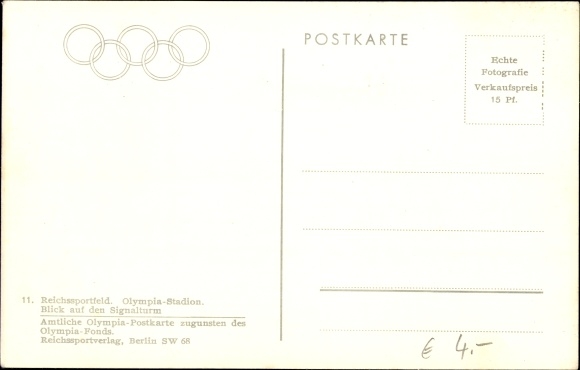 Postcard Olympic Games Berlin 1936, Reichssportfeld, Olympia Stadium