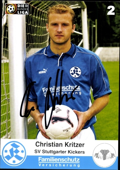 Karta autografu piłkarza Christiana Kritzera, SV Stuttgarter Kickers, autograf