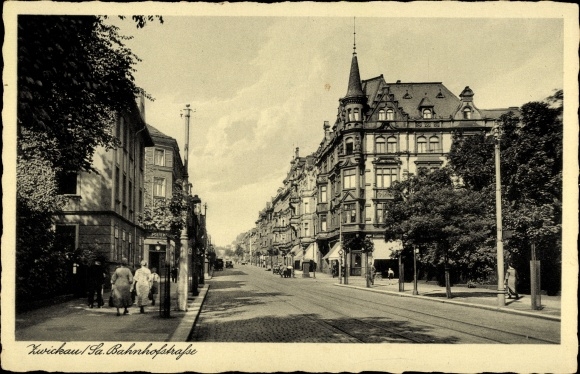Postcard Zwickau in Saxony, Bahnhofstrasse