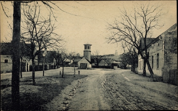 Postcard Biehla Elsterwerda Brandenburg, Breitstrasse with observation tower