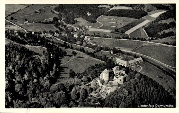 Postcard Lichtenfels Dalwigksthal, aerial photograph