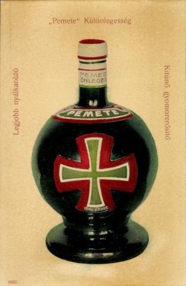 Postcard advertising, Pemete Különlegesseg, liquor