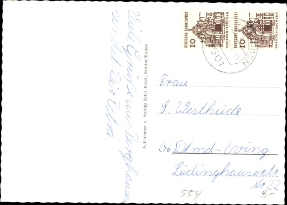 Postcard Berghausen Pfinztal am Kraichgau, friends of nature house, school, street section