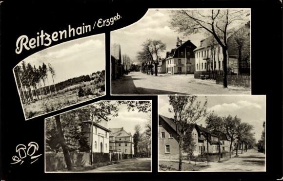 Ansichtkaart Reitzenhain Marienberg in het Ertsgebergte, gedeeltelijke aanzichten