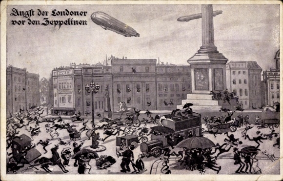 Postcard London City England, Londoners' fear of the Zeppelins