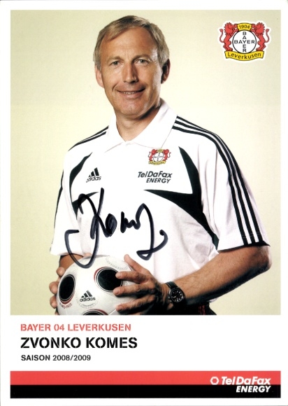 Autogrammkarte Athletiktrainer Zvonko Komes, Bayer 04 Leverkusen, Autogramm