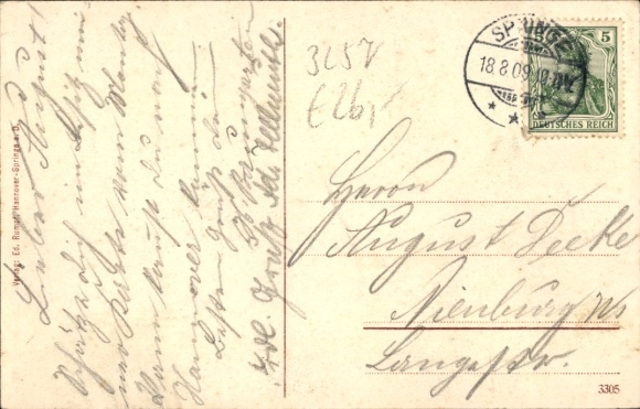 Postcard Springe am Deister, game feeding, Bahnhofshotel H. Busche