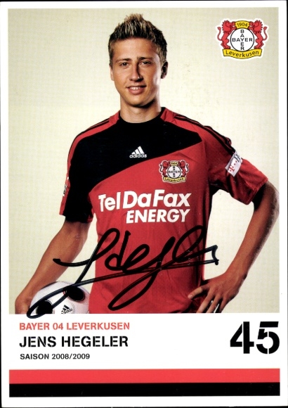 Autogrammkarte Fußballer Jens Hegeler, Bayer 04 Leverkusen, Autogramm
