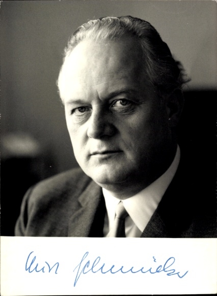 Foto Politiker Kurt Schmücker, Bundesminister für Wirtschaft und Energie, Autogramm